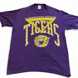 Vintage LSU Tigers jerzees purple and yellow tshirt‎ fits medium